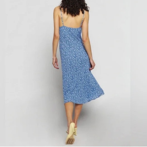 Reformation Emerick Dress in Suzette Floral Blue Midi Slip Size Large - Picture 4 of 6